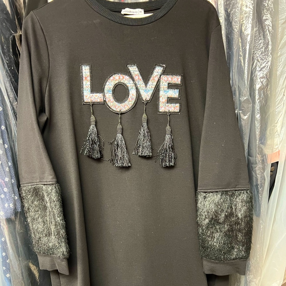 Women midi dress with love tassels